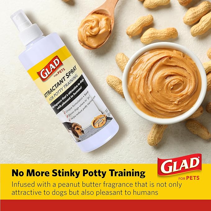 Glad for Pets Attractant Spray for Potty Training Dogs & Puppies, Peanut Butter Scent - Effective Dog Potty Training Spray, Indoor or Outdoor Dog Potty Training Aid, 16oz - 6 Pack