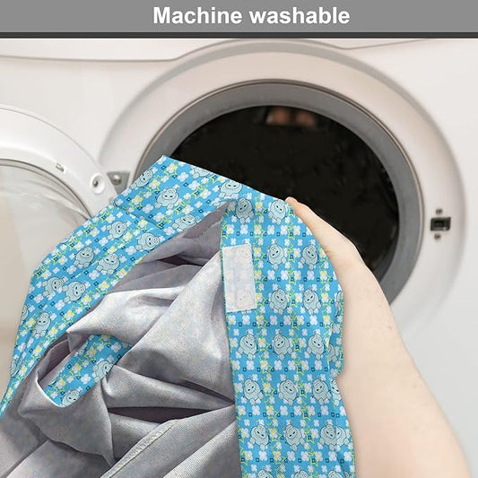 Lunarable Yellow and Blue Dog Crate Cover, Funny Cartoon Hippopotamus with Stars and Daisy Flowers, Easy to Use Pet Kennel Cover for Small Dogs Puppies Kittens, 22 Inch, Pale Blue White Yellow