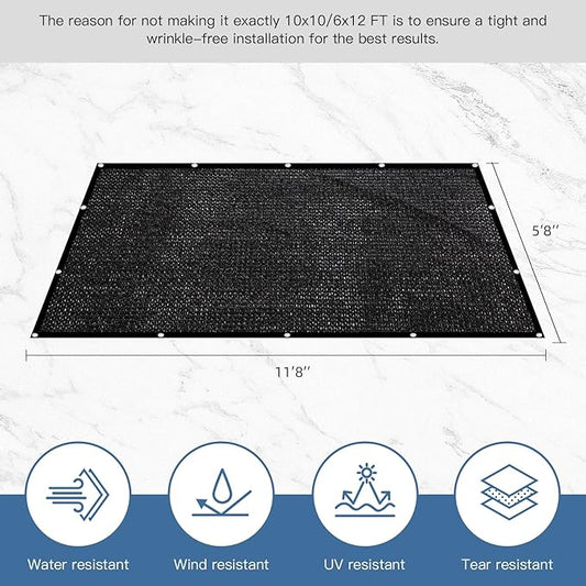 Knitted Shade Cloth 6ft x 12ft 85% Sunblock Kennel Shade Cover with Grommets Black (Excludes Kennel) - PS0612BLKX1