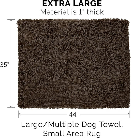 Furhaven 44" x 35" Highly Absorbent Dog Door Mat for Muddy Paws, 100% Washable, Perfect for Entryway, Kitchen, & Bathroom Use - Chenille Shammy Rug - Mud (Brown), Extra Large/XL