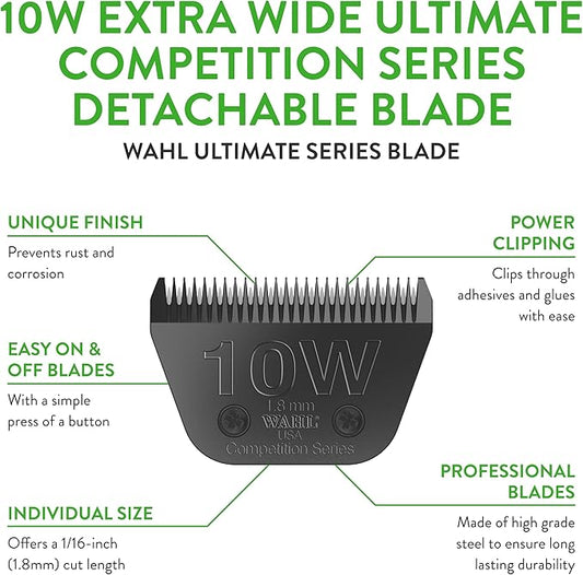 Wahl Professional Animal 10W Extra Wide Ultimate Competition Series Detachable Blade with 1/16-Inch Cut Length (2377-500)