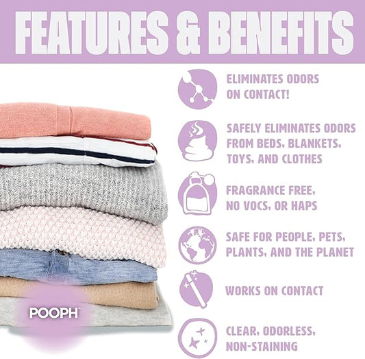 Pooph Pet Odor Eliminator & Pooph Laundry Additive - 2-32oz Bottles - Dismantles Odors on a Molecular Basis, Dogs, Cats, Freshener, Eliminator, Urine, Poop, Pee, Deodorizer, Puppy, Fresh, Clean