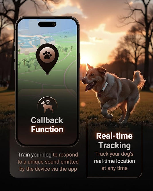 PAJ GPS Tracker for Dogs - 4G GPS Collar Tag with Real-Time Location Tracking & Runaway Alert - Waterproof & Up to 10 Days Battery Life - Fits Any Collar w/Glowing LEDs - Subscription Required - Grey