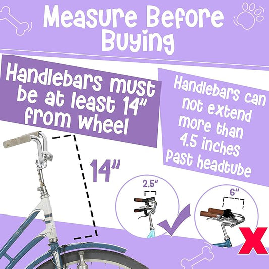 Dog Bike Basket, Mesh Windows, 2 Safety Leashes, Soft Sided, Safe Comfortable Pet Carrier for Small Dogs, Cats (Purple)