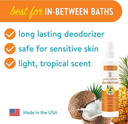Deodorizer Spray for Pets | 8oz Long-Lasting Piña Colada Odor Eliminator for Dogs | Gentle Water - Based Pet Deodorizing Spray