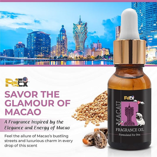 Petex Premium Pet Fragrance Oil | Ultra Premium Natural Pet Care with Dead Sea Minerals | Dog Perfume Fragrance Oil Long Lasting Scent | Natural Pet Cologne - Suitable for Dogs and Cats (Macau)