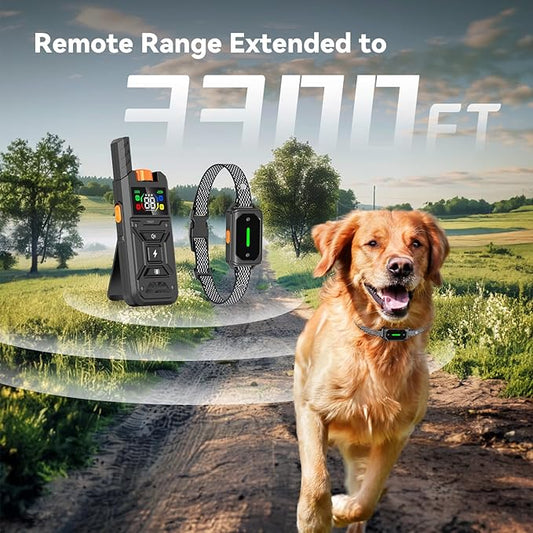 Shock Collar for Dogs, 3300FT Dog Training Collar, for Small, Medium and Large Dogs, 4 Training Modes, Dog Shock Collar with Remote Control, Rechargeable and Waterproof, E Collar for Dogs