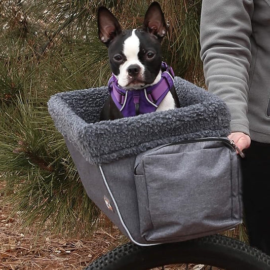 K&H Pet Products Universal Bike Pet Carrier for Travel, Cat and Dog Bicycle Baskets, Classy Gray Large 12 X 16 X 10 Inches