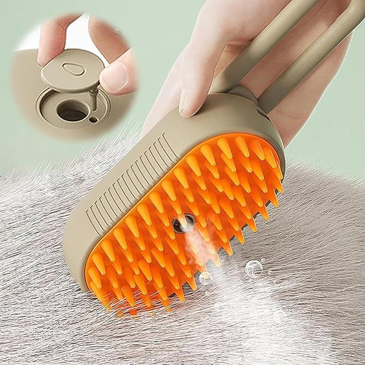 3 in 1 Cat Steam Brush for Shedding, Portable Anti-Static Grooming Comb for Cats & Dogs, Steam Misting Water Brush, Self-Cleaning Pet Hair Remover, Indoor Cat Spray Brushes for Cats & Dogs
