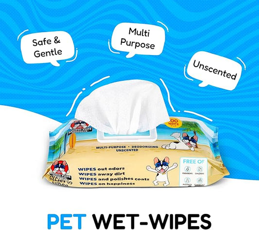 Dog Wrinkle Wipes English Bulldog - 200 count - Gentle, Plant Based, Unscented Bulldog Face Wipes - Frenchie Wrinkle Wipes - Dog Wipes for Paws and Butt, Dog Wipes Cleaning Deodorizing