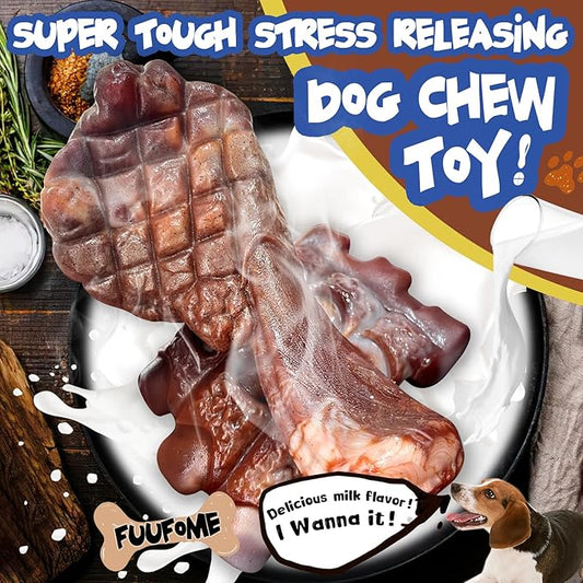 Dog Chew Toys for Aggressive Chewers:2 Pack Indestructible Dog Toy for Large Breed- Tough Nylon Teething Bone Toy to Keep Them Busy