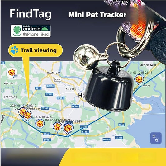 Cat Tracker, Mini Tracker for Pet iOS and Android, Smart Pet Tracker Location Tracking Collar, Works Worldwide with Any Collar, No Other Fees, Find Tag
