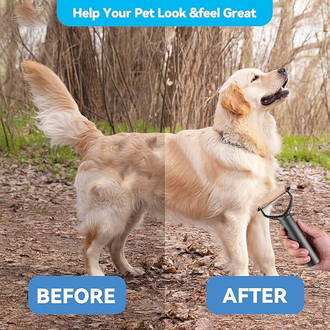 Dog Brush for Shedding - Short Haired Dogs, Undercoat Rake for Dogs, Cat Brushes for Indoor Cats, Cat Grooming Supplies, Dog Deshedding Brush for Small Medium and Large Pet.