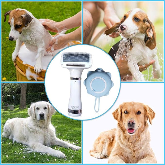 Pet Hair Dryer for Cats with Bath Brush with Shampoo Dispenser, Hair Dryer Brush for Small Dogs with Bath Brush with Shampoo Dispenser.