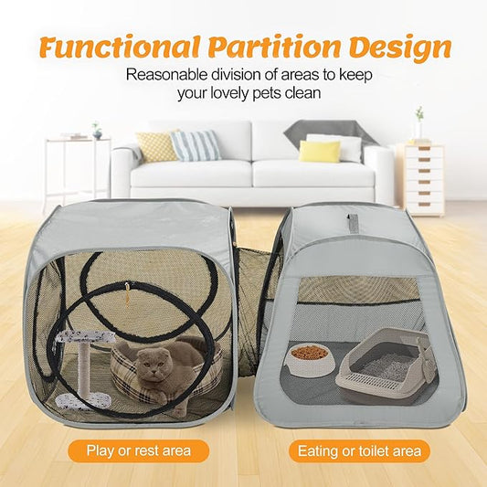 Portable Cat Playpen, Trapezoidal Design for Better Standing, Foldable Pet Tent for Indoor and Outdoor Use,Dog Playpen, Outdoor Cat Tent, Cat Houses & Condos for Kitten,Cat,Puppy and Small Animals.