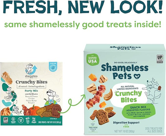 Shameless Pets Crunchy Dog Treats - Variety Pack 3 Boxes - Healthy Dog Biscuits & Cookies Treats for Small, Medium, and Large Dogs - Made in The USA - Free from Corn & Soy