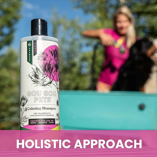Holistic Natural Derived Calming Pet Shampoo for Anxiety: Veterinarian Recommended: Providing Stress Relief for Dogs, Cats and Horses - Made in USA - 16 oz