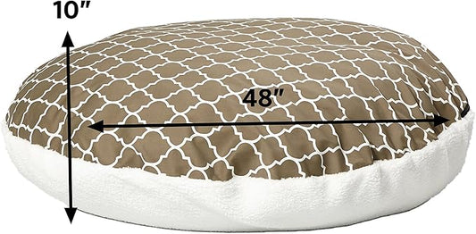 Midwest Homes for Pets PF0048T-FBR Over-Stuffed Dog Bed, Large, 48" Round, Large Dog Breed, Brown Geometric Pattern