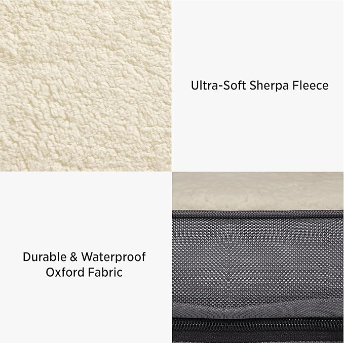 Lesure Dog Bed Cover - Medium Dog Bed Washable Removable Cover, Replacement Cover for Orthopedic Pet Mad Beds, 30x20x3 Inches Grey