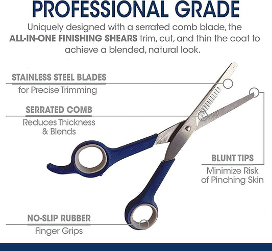 Four Paws Magic Coat Professional Series All-in-One Finishing Shears for Dogs, Dog Grooming Scissors, 1 Count