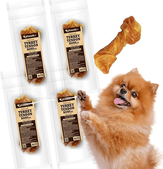 Afreschi Natural Turkey Tendon Bone (S) 40 Units/Box, Dog Treats for Signature Series, All Natural Human Grade Puppy Chew, Turkey Sourced from USA, Hypoallergenic, Rawhide Alternative