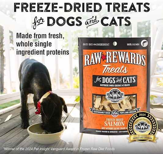 Northwest Naturals Raw Rewards Freeze-Dried Salmon Treats for Dogs and Cats - Bite-Sized Pieces - Healthy, 1 Ingredient, Human Grade Pet Food, All Natural - 2.5 Oz