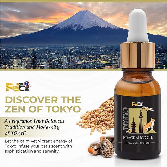 Petex Premium Pet Fragrance Oil | Ultra Premium Natural Pet Care with Dead Sea Minerals | Dog Perfume Fragrance Oil Long Lasting Scent | Natural Pet Cologne - Suitable for Dogs and Cats (Tokyo)