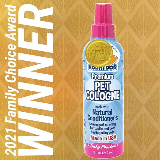 Bodhi Dog Natural Dog Cologne (Baby Powder) - Premium Scented Deodorizing Pet Perfume with Conditioner for Dogs & Cats - Keeps Pets Fresh & Clean - Gentle and Safe Formula, Made in USA (8 Fl Oz)