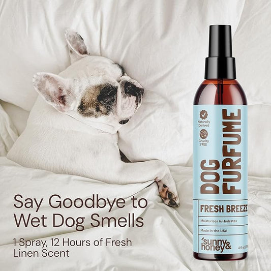 Sunny & Honey 4oz Dog Perfume Spray Long Lasting - Deodorizing, Detangling & Hydrating - Dog Cologne - pH Balanced - Spray Deodorizer Perfume (Fresh Breeze Scent, 2 pack)