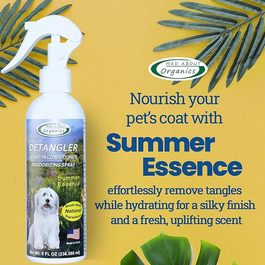 Detangler Spray - Summer Essence Scent - Deodorizing Spray for Dogs and Horses, Leave-In Conditioner, Gently Releases Tangles, Softens Coats, Freshens Scent | Made in the USA | 8 oz