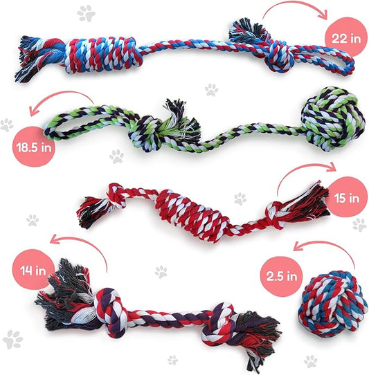 Ultimate Pet Care Bundle: Pacific Pups Organic Dog Wrinkle Wipes & 5PCs Rope Toys for Small and Medium Dogs - Supports Non-Profit Dog Rescue