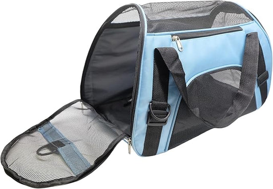 Cat Carrier,Soft-Sided Pet Travel Carrier for Cats,Dogs Puppy Comfort Portable Foldable Pet Bag Airline Approved (Medium-Blue)