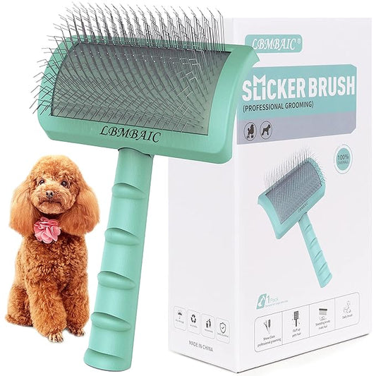 Metal Grooming Comb for Dogs 7.5inches and Dog Slicker Brushes for Long Thick Coat Dogs and Cats.