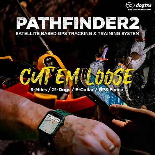 Dogtra Pathfinder 2 - Hunting Ecollar GPS Dog Training Collar with Remote, 9 Mile Range, Tracking & Containment for Medium & Large Dog Breeds, Electric GEO Fence Tracker, Stimulation, Vibration, Tone