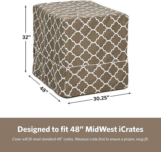 MidWest Homes for Pets Dog Crate Cover, Privacy Dog Crate Cover Fits Midwest Dog Crates, Crate Cover Only; Machine Wash & Dry; Brown Geo Print; 48 inch