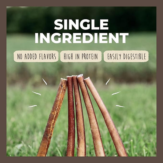 Mighty Paw Naturals 12" Bully Sticks for Dogs - Grass Fed Beef Dog Chews. Dog Bully Sticks for Large Dogs, Medium and Small Breeds. Lower Odor Bully Sticks for Small Dogs. Single Ingredient