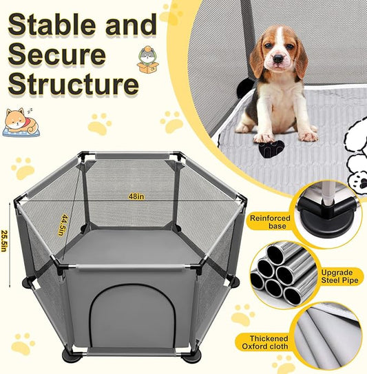Whelping Box for Dogs,25.5’’Extra Tall Dog Puppies Whelping Playpen with Whelping Pad,Dog Whelping Supplies Essential for Dogs Puppies,Whelping Box for Large Small Breed Dogs(48" Dia.x25.5 H)