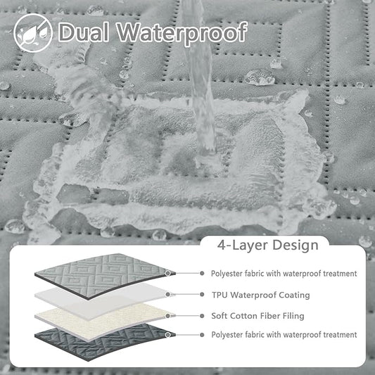 hyha Waterproof Dog Blanket, Soft Pet Bed Blankets, Waterproof Sofa Couch Cover for Dogs Washable, Reversible Pet Couch Covers for Sofa Furniture (30x70 Inch, Grey/Dark Grey)