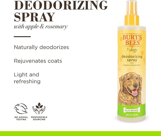 Burt's Bees for Pets Deodorizing Spray for Dogs with Apple and Rosemary, 6pk, 99.7% Natural Origin Formulas, Waterless Dog Shampoo - Gentle Dry Shampoo for Dogs, Best Dog Shampoo, 6pk, 10 oz