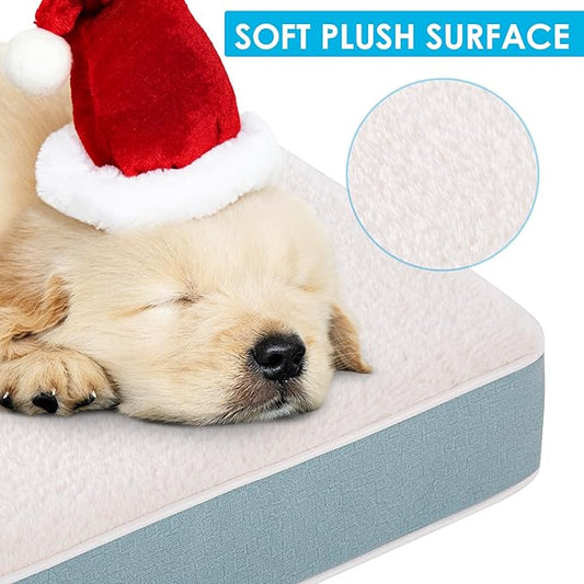 Dog Bed Covers Soft Plush Replacement Washable, Large Waterproof Dog Bed Cover with Zipper, Pet Bed Cover 36x27x3 Inches, Blue, Cover Only