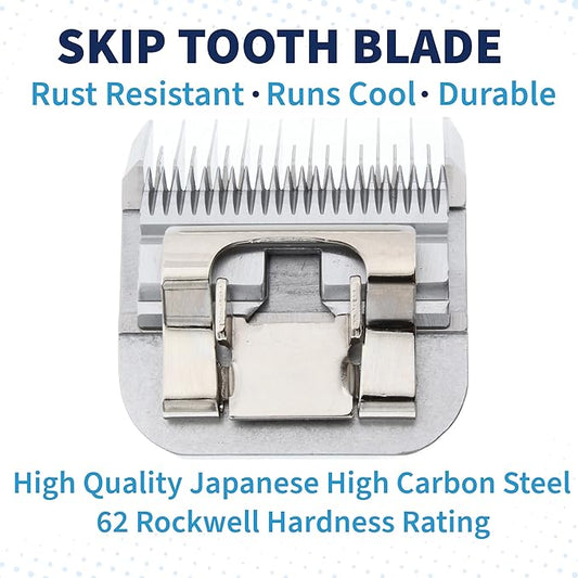 Skip Tooth 5 Wide Blade Dog Grooming Cuts Length 1/4" - 6.4mm(Japanese High Carbon Steel 5 Skip Tooth Blade Dog Grooming | 5W Clipper Blade (B5W)