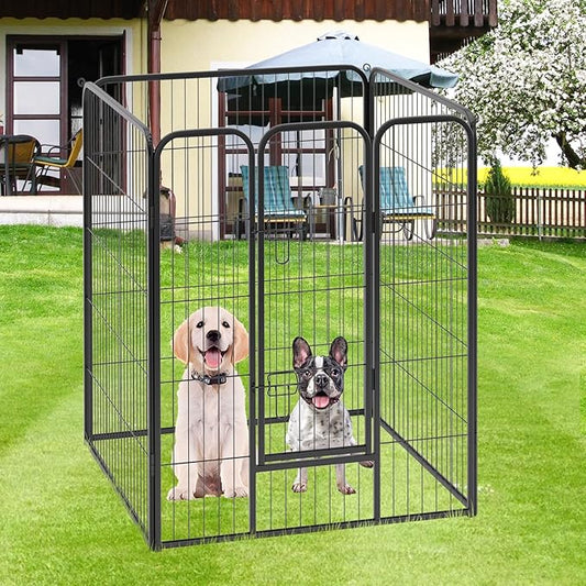 FDW Dog Playpen Dog Pen Dog Kennel 4 Panels 40 Inch Height Indoor Outdoor Folding Metal Portable Puppy Exercise Pen Heavy Duty Dog Fence for Yard Camping,Black