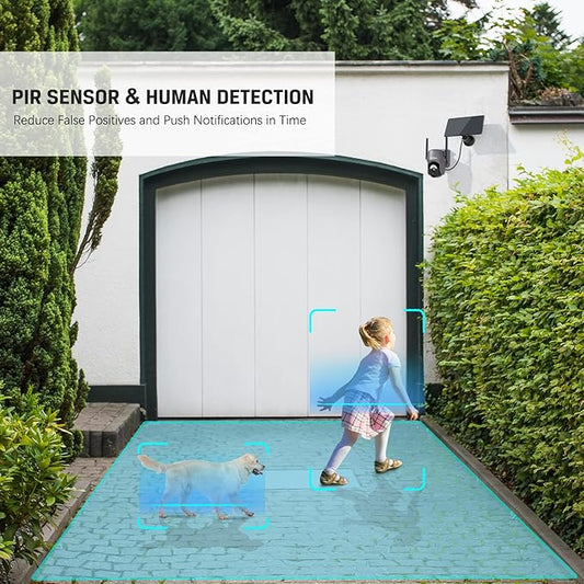 Xega 4 Pack Security Camera Wireless Outdoor 2K 360° PTZ Camera Solar Security Cameras 2.4G WiFi Video Surveillance w/Spotlight & Siren, Color Night Vision, AI Motion Detection, 2-Way Talk, IP66