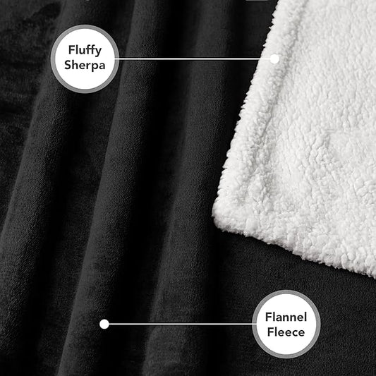 PetAmi Dog Blanket for Medium Large Dogs, Pet Bed Blanket Cat Puppy Kitten, Fleece Furniture Couch Cover Protector Sofa Car, Soft Sherpa Dog Throw Plush Reversible Washable, 40x60 Black