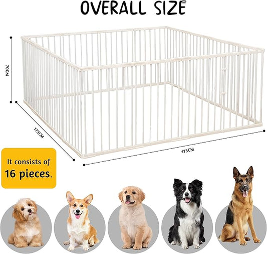 Pet Playpen Outdoor/Indoor, 28 inch Height Portable Dog Pen Dog Fence Exercise Pen with Doors for Dogs, Rabbits Kennel Crate Fence Tent Pet Puppy Playpen for Camping, RV, Yard(68*68*28 inch/16 Panels)