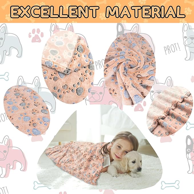 Dog Blankets for Dogs, 3 Pack Large Blanket Medium Dog Cat Soft Fuzzy Blankets Washable,Comfort Flannel,Fuzzy Soft Blankets for Dogs,Pet Blanket,Reversible Cow Print,41 x 31 inch,Blue