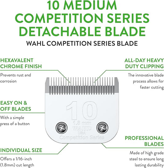 Wahl Professional Animal #10 Medium Competition Series Detachable Blade with 1/16-Inch Cut Length (#2358-100),Steel