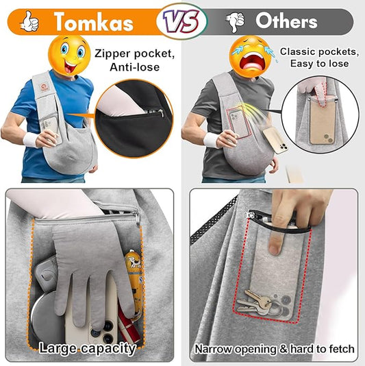 TOMKAS Dog Sling Carrier for Small Dogs pet Slings with Extra Pocket Storage Sling with Storage Pocket