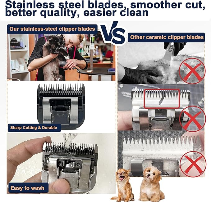 Detachable Steel Pet Dog Clipper Blades, Size-7FC, Compatible with Andis Cut Length 1/8"