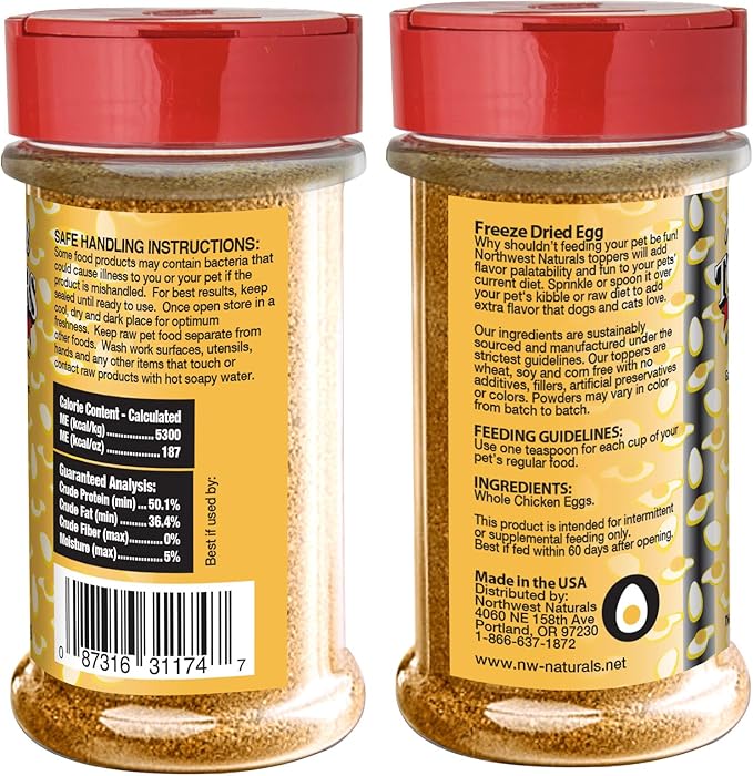 Northwest Naturals Freeze-Dried Whole Chicken Egg Functional Topper - for Dogs & Cats - Healthy, 1 Ingredient, Human Grade Pet Food, All Natural - 4 Oz (Pack of 1)